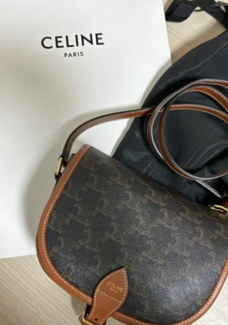 셀린느 폴코 미디엄 트리오페 캔버스 숄더백