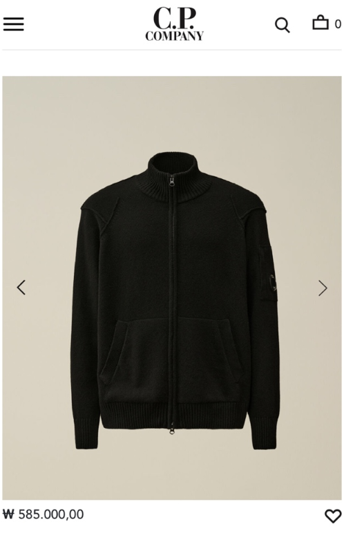 씨피컴퍼니 램스울 지퍼 가디건 블랙 XXL