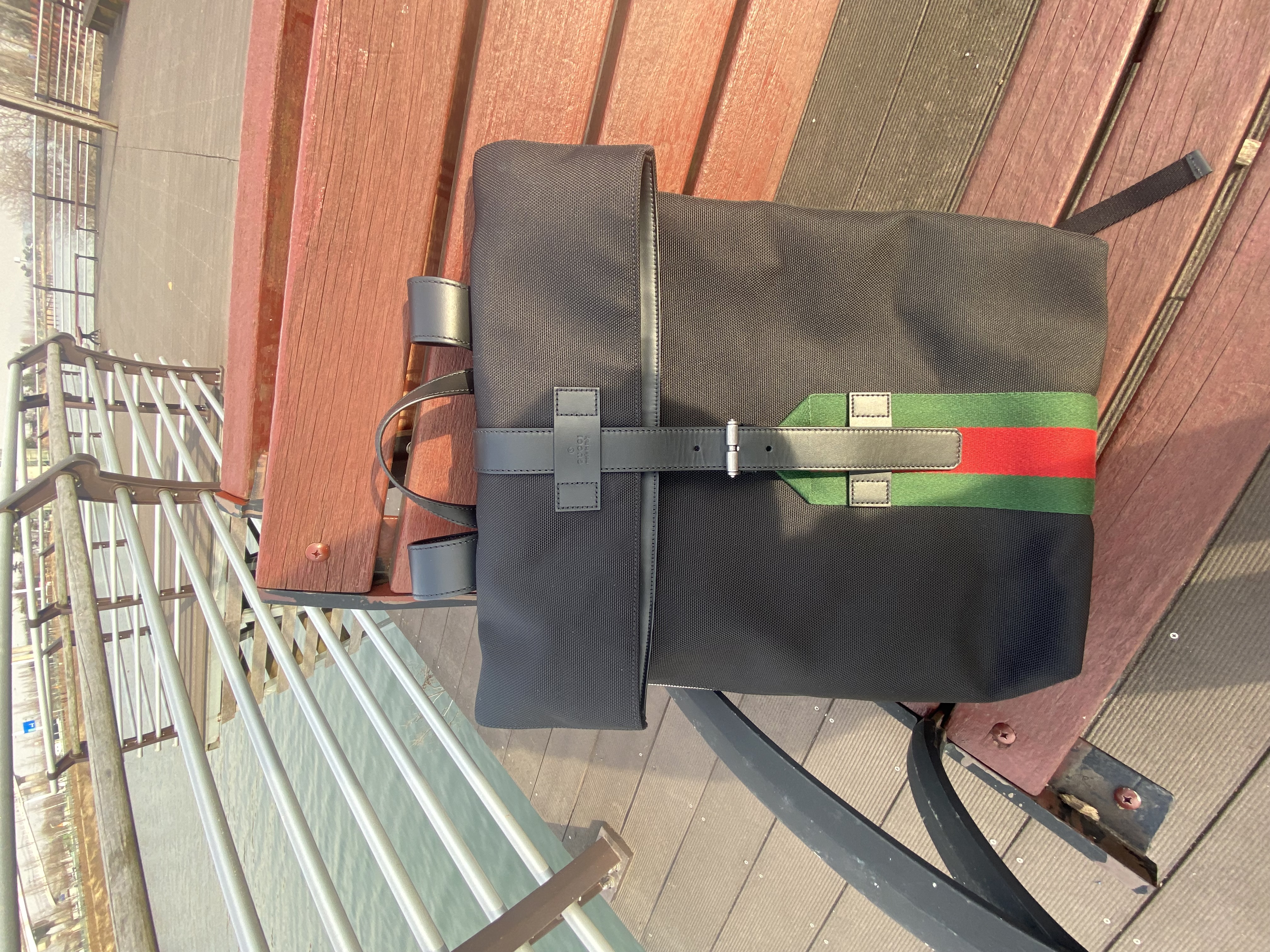 [정품]구찌 웹 테크노 캔버스 백팩