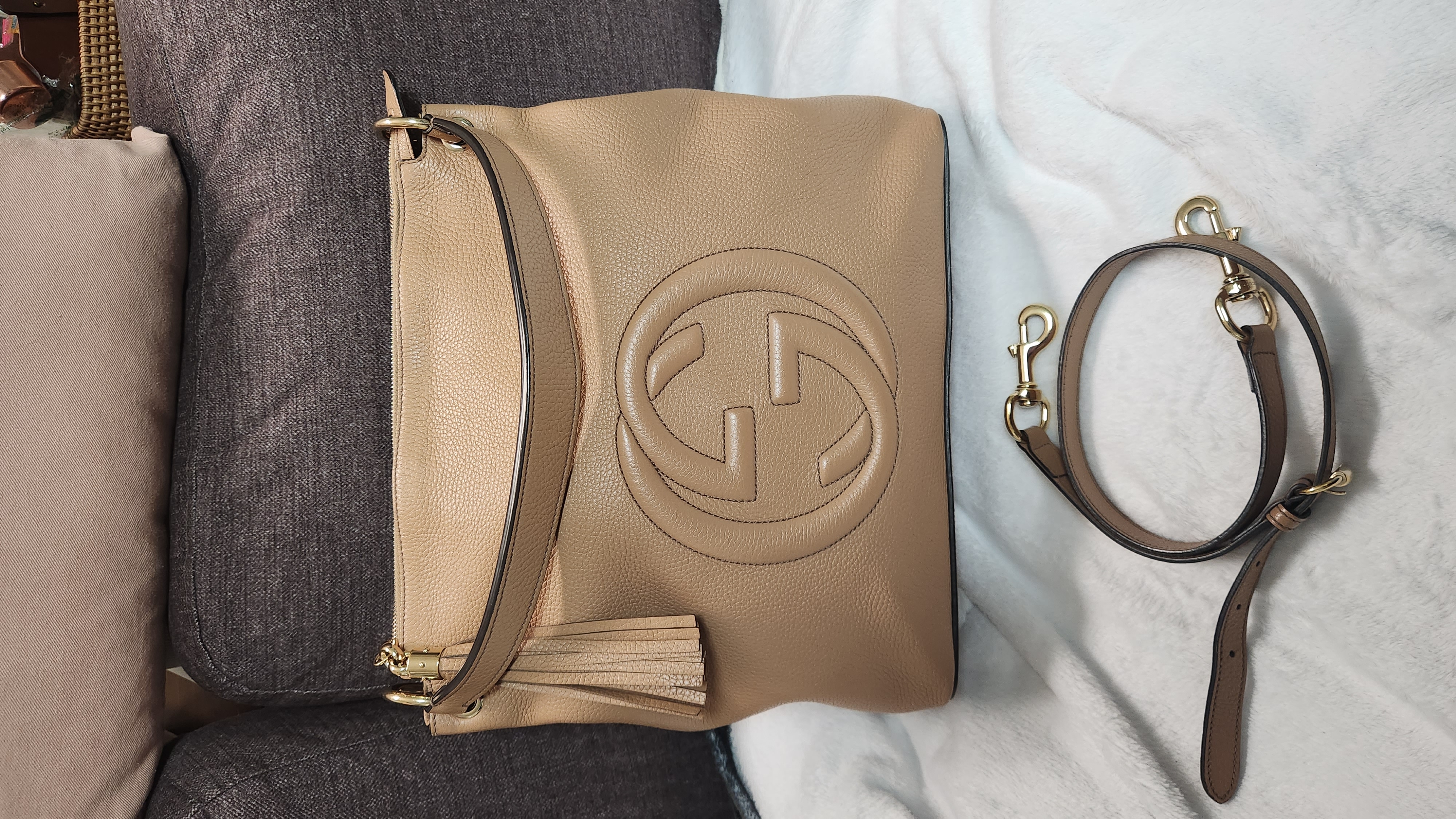 구찌 가방 소호 테슬 호보백 베이지 숄더백 토트백