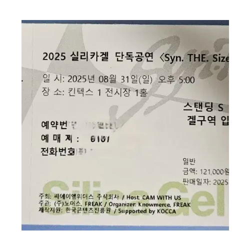 실리카겔 8/31 티켓 판매